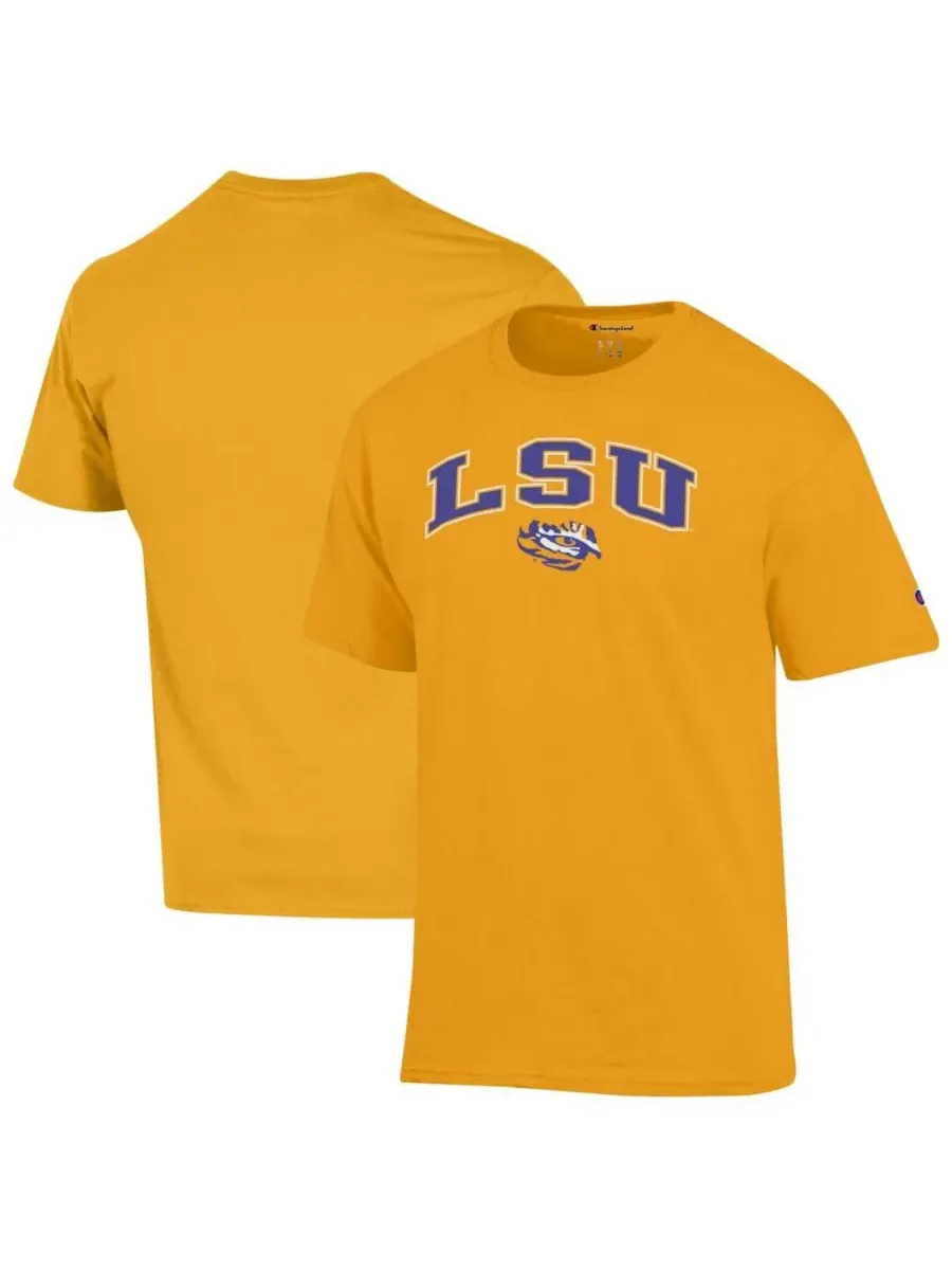 Мужская золотистая футболка с логотипом LSU Tigers в виде арки Champion