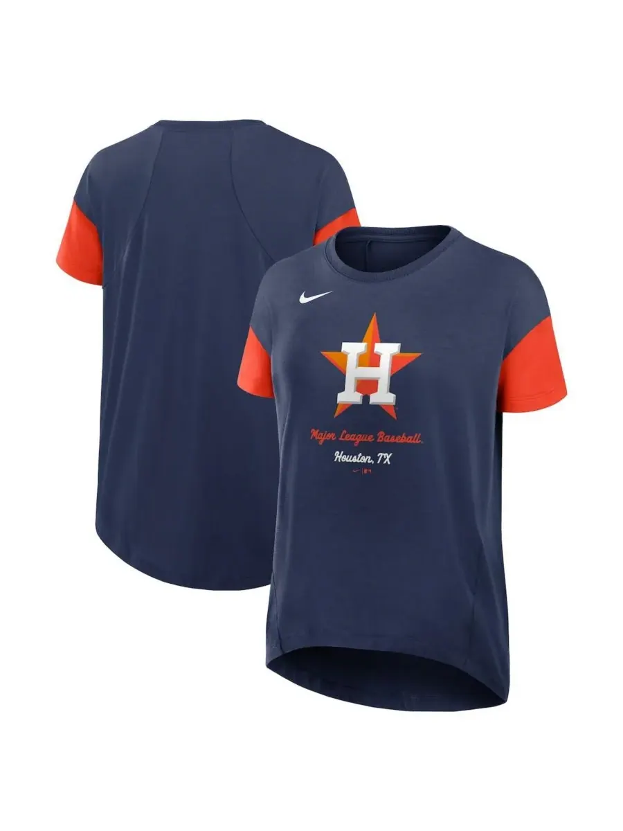 Nike Женская футболка темно-синего цвета с символикой команды Houston Astros, свободного кроя