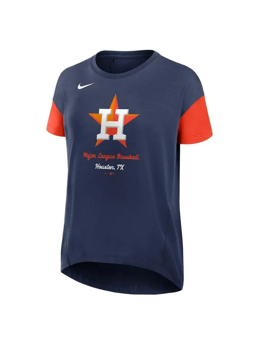 Nike Женская футболка темно-синего цвета с символикой команды Houston Astros, свободного кроя — изображение 2 из 3