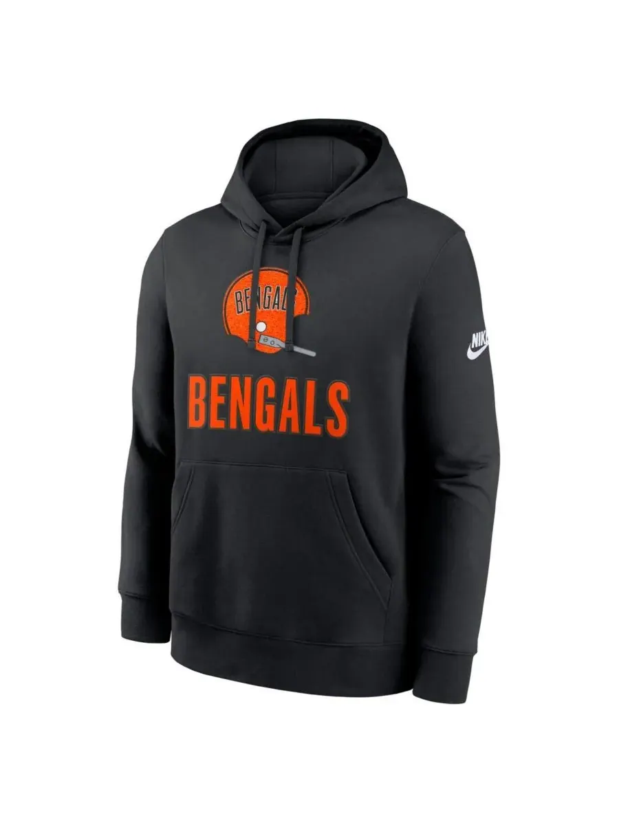 Nike Мужская черная толстовка с капюшоном Cincinnati Bengals Best Season Rewind Club — изображение 2 из 3, черный