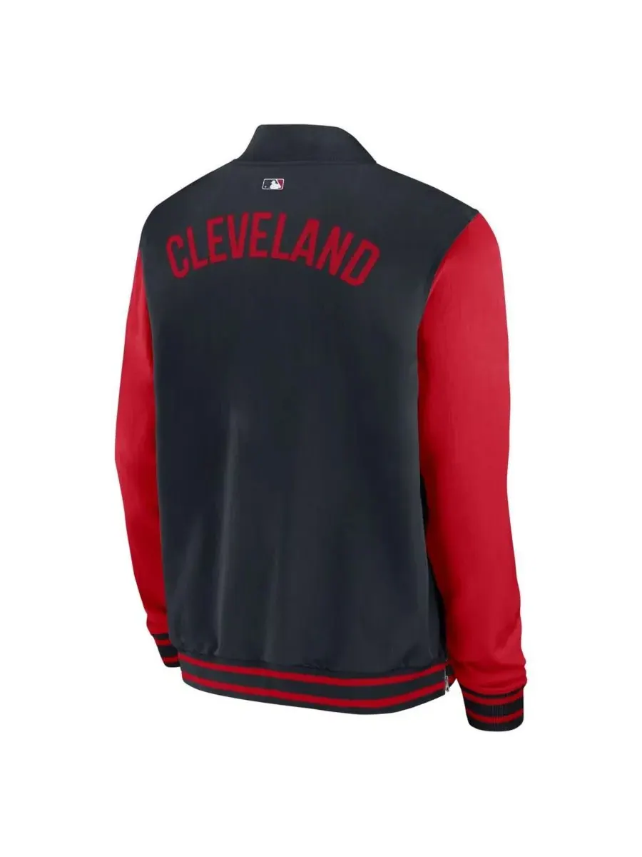 Nike Мужская темно-синяя/красная куртка-бомбер Cleveland Guardians Authentic Collection Dugout на — изображение 2 из 3