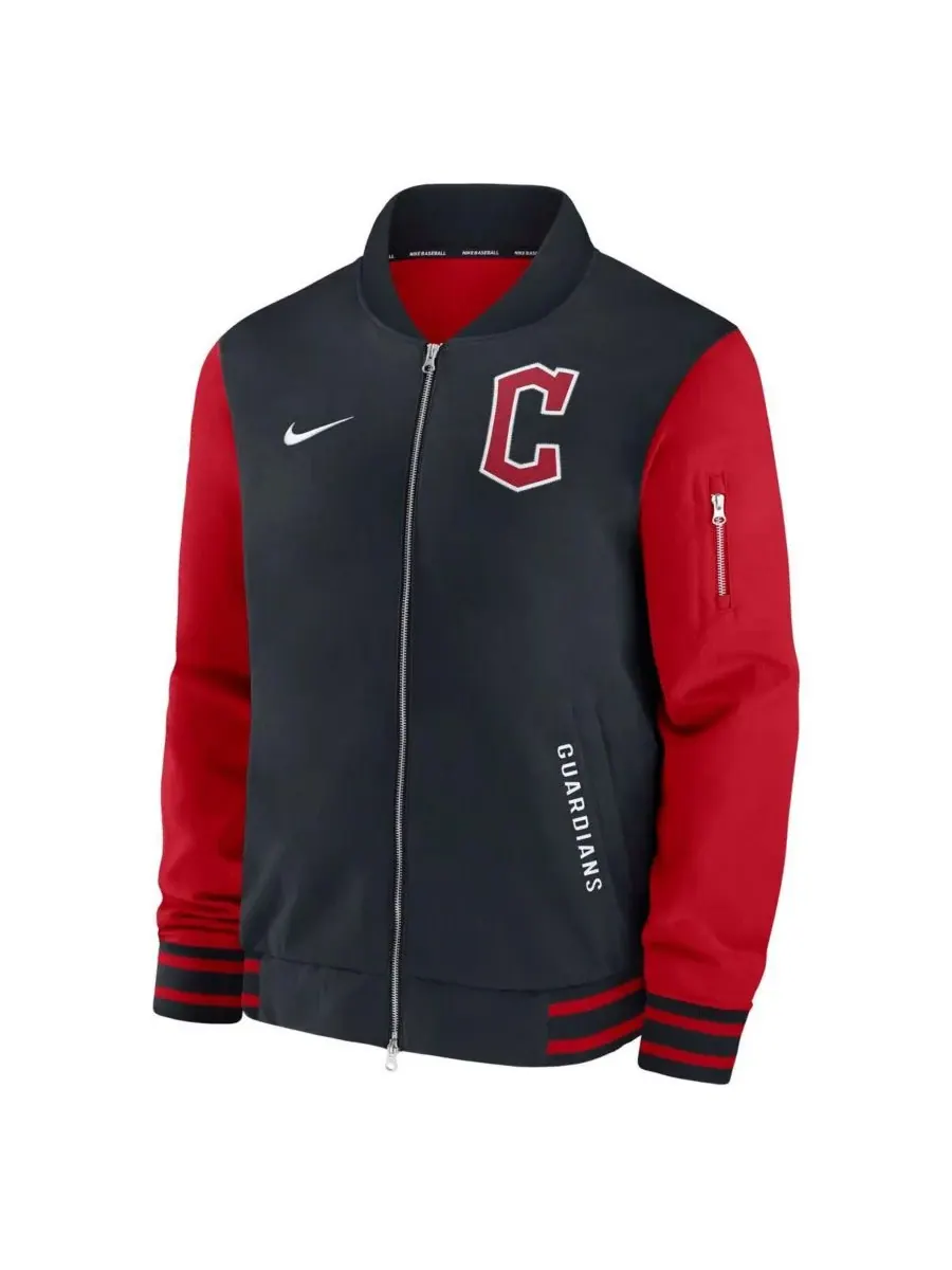 Nike Мужская темно-синяя/красная куртка-бомбер Cleveland Guardians Authentic Collection Dugout на — изображение 3 из 3