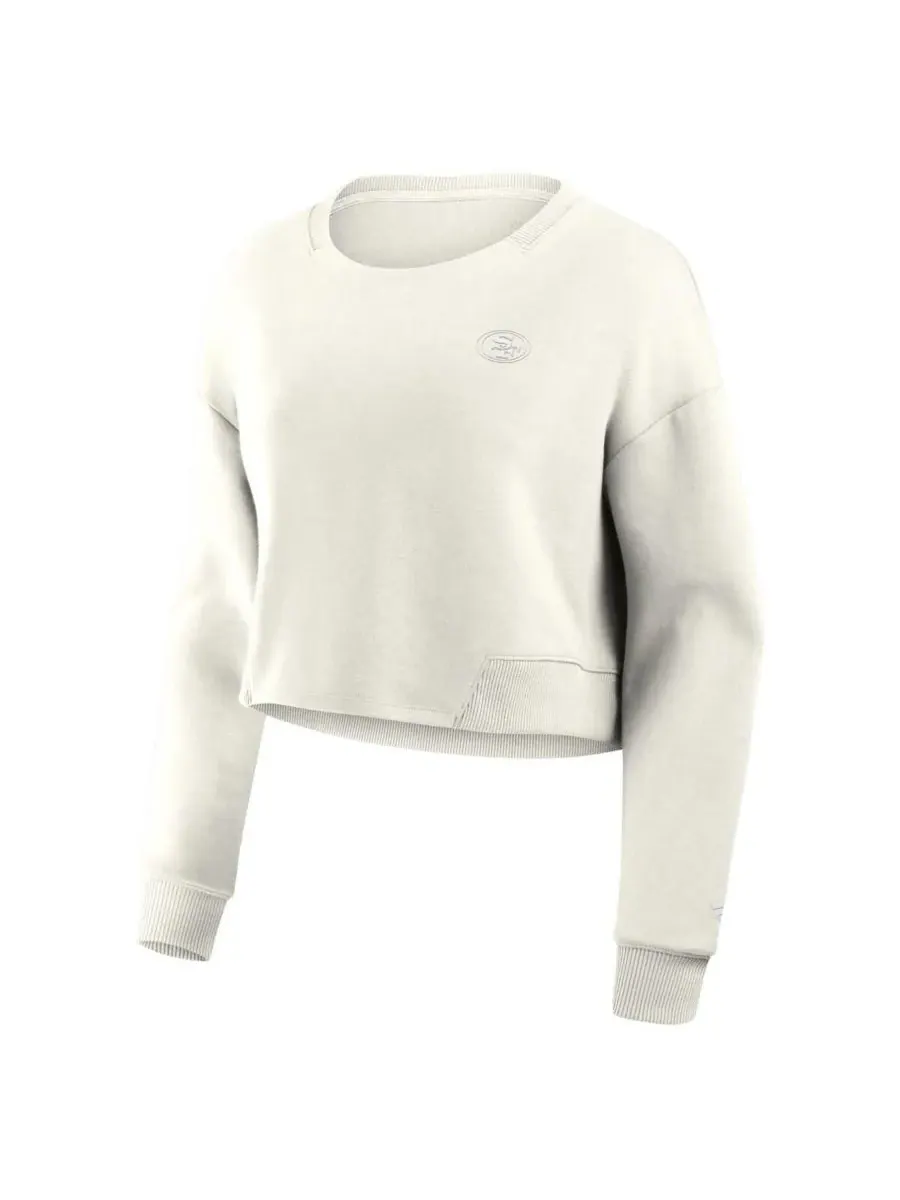 Fanatics Женская кремовая укороченная толстовка-пуловер San Francisco 49ers Studio Tri-Blend — изображение 3 из 3, бежевый
