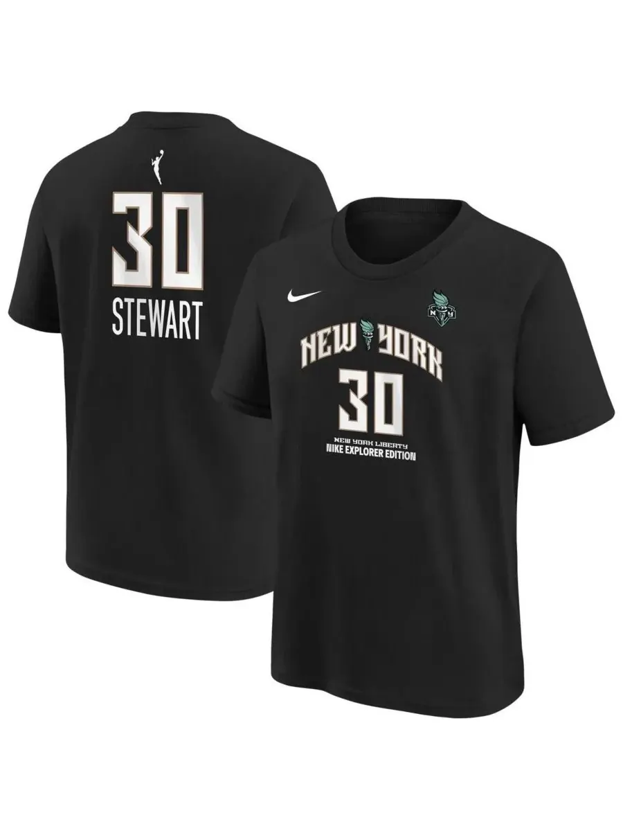 Nike Футболка для мальчиков и девочек Breanna Stewart Black New York Liberty Explorer Edition с