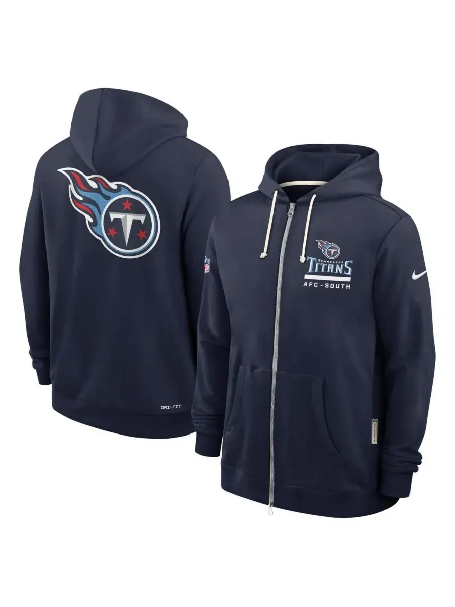 Nike Мужская темно-синяя толстовка на молнии с символикой команды Tennessee Titans Sideline Utility