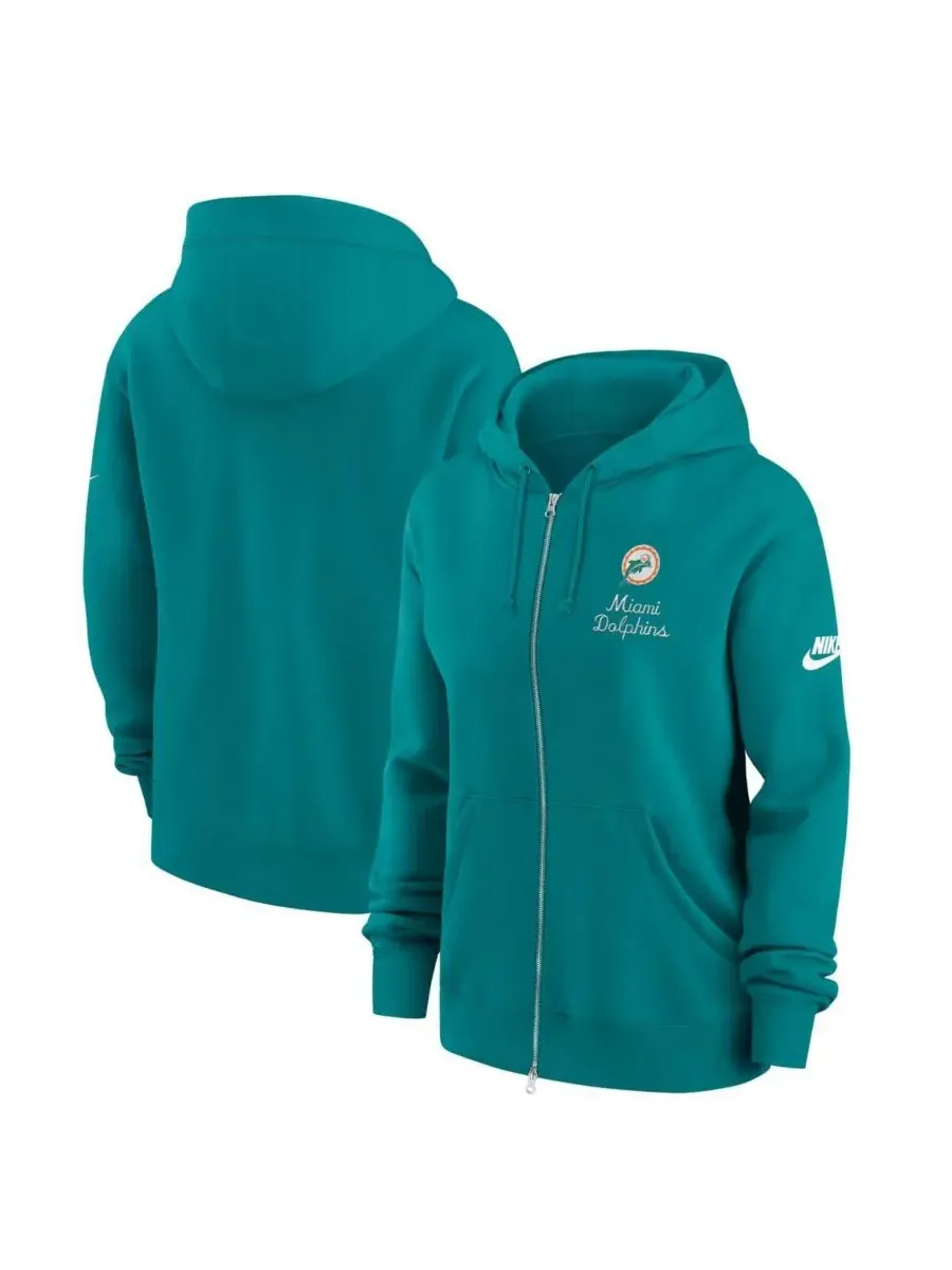 Женская толстовка на молнии Aqua Miami Dolphins Phoenix Rewind Nike