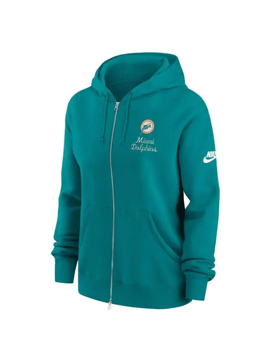 Женская толстовка на молнии Aqua Miami Dolphins Phoenix Rewind Nike — изображение 3 из 3, голубой