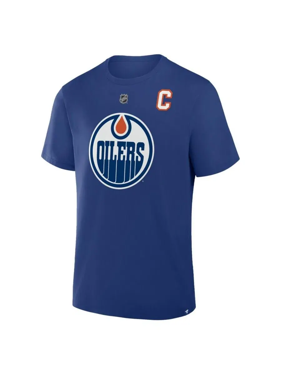 Мужская футболка Connor McDavid Royal Edmonton Oilers Authentic Stack с именем и номером Fanatics — изображение 3 из 3