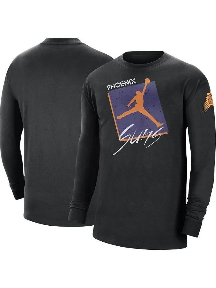 Мужская брендовая футболка Black Phoenix Suns Courtside Max 90 в винтажном стиле с длинным рукавом