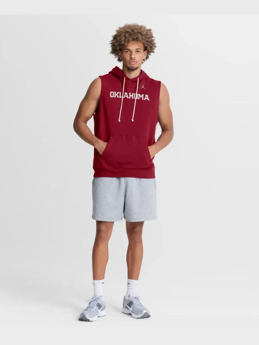 Безрукавный худи с капюшоном Oklahoma Sooners 2026 Sideline Dri-FIT Jordan — изображение 4 из 5, красный
