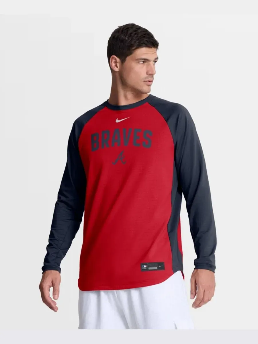 Свитшот мужской с регланом Dri-FIT Atlanta Braves Authentic Collection Nike
