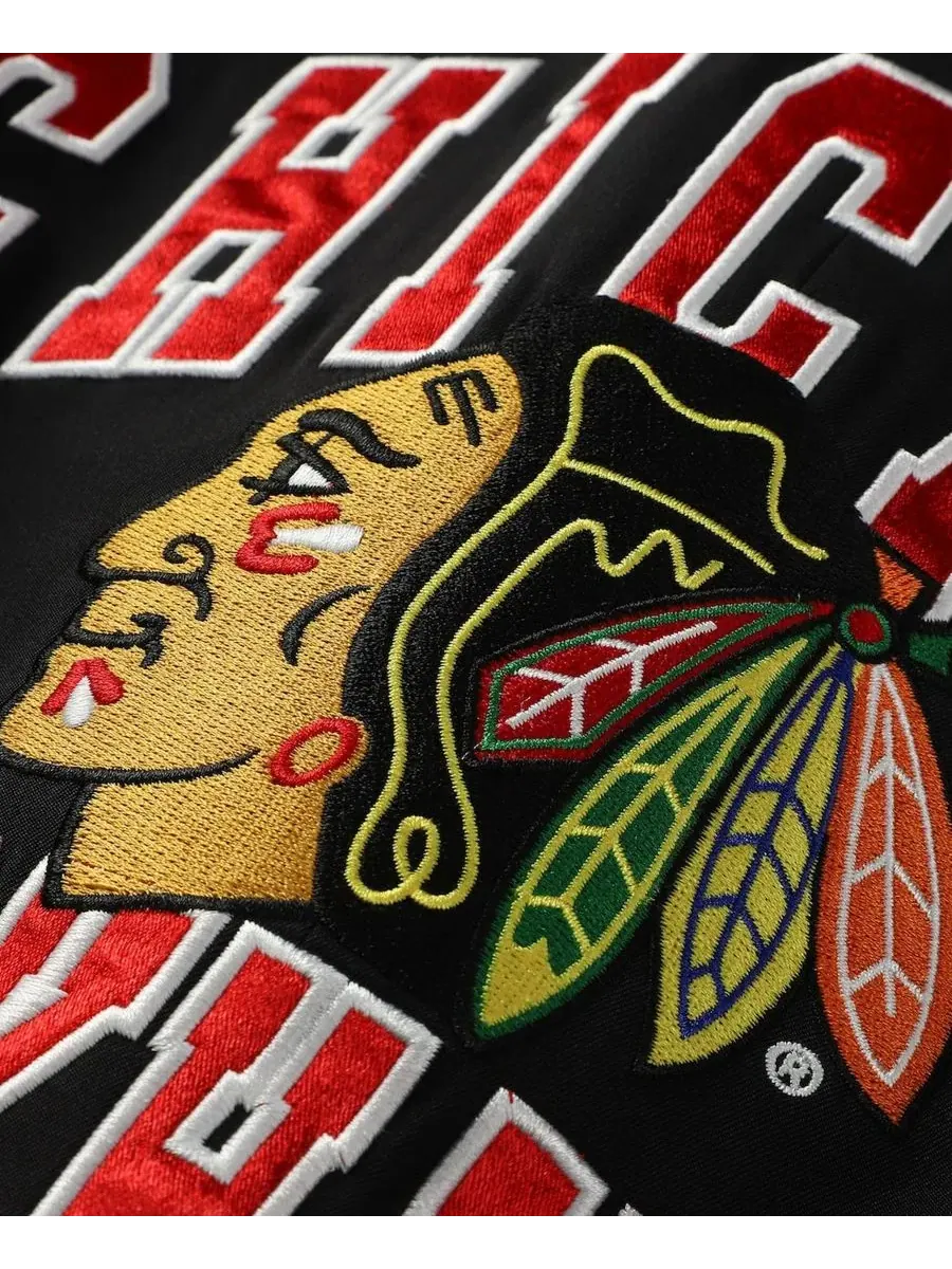 Женский блейзер с капюшоном, с принтом, Chicago Blackhawks The Wild Collective — изображение 2 из 4, черный