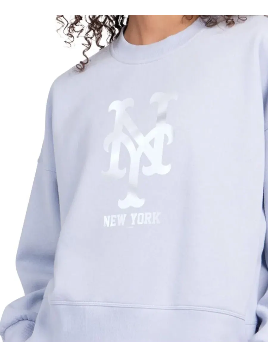 Женский свитшот из флиса с оверсайз-кроем New York Mets Pastels Boxy Fleece Starter — изображение 3 из 3, светлый синий