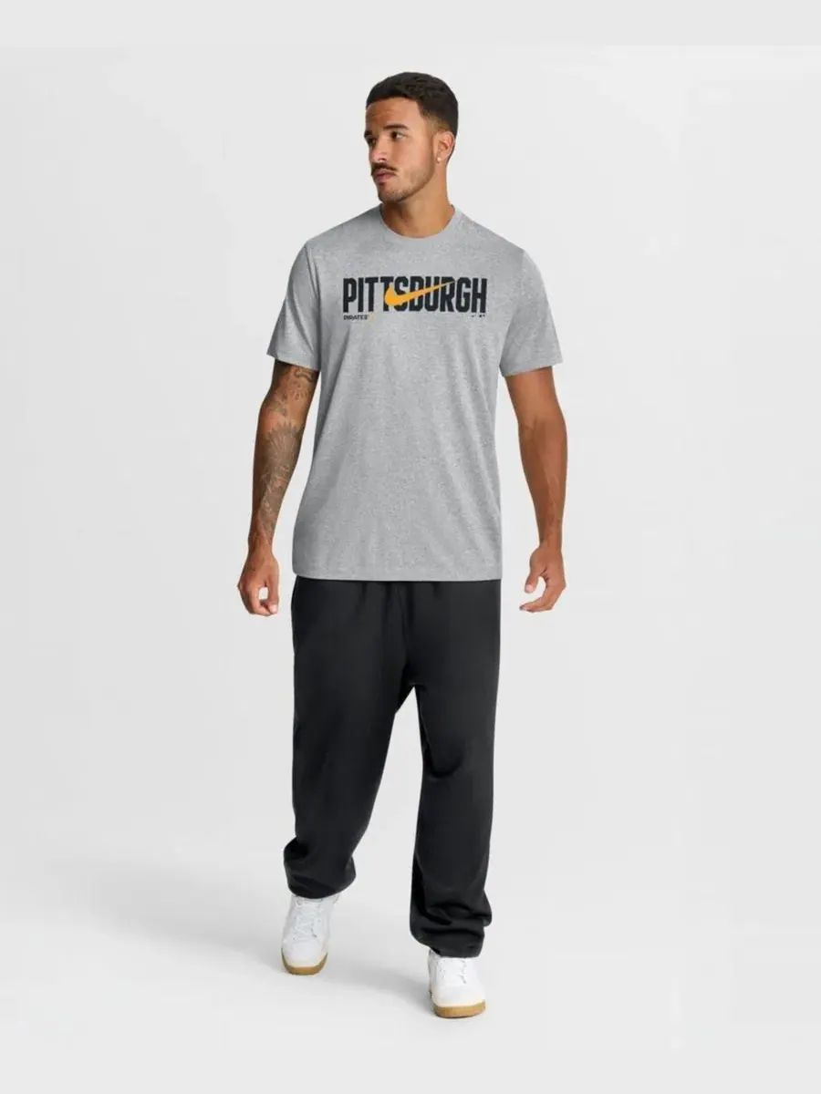 Мужская футболка с коротким рукавом Pittsburgh Pirates Swoosh Legend Dri-FIT Nike — изображение 2 из 3, серый