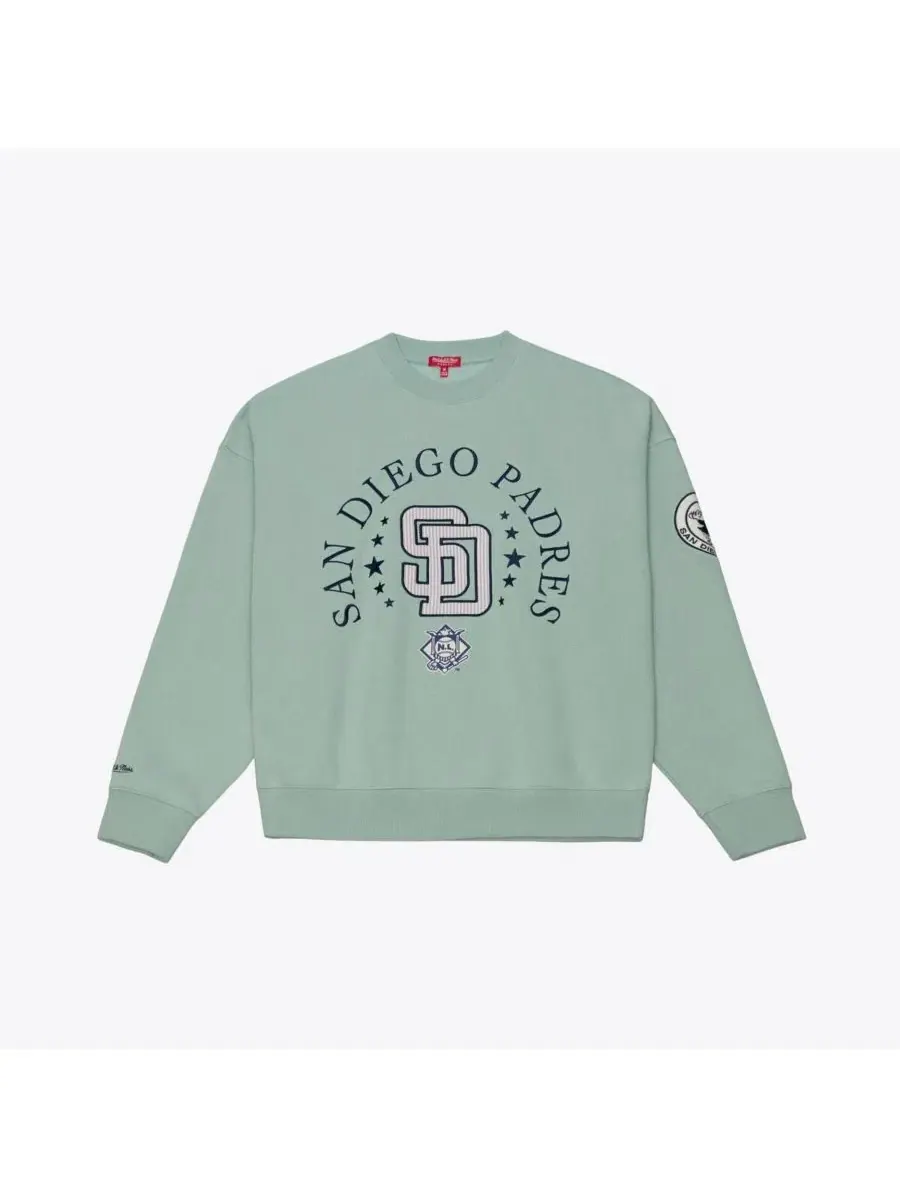 Свитшот женский с принтом Yacht Rock San Diego Padres Mitchell & Ness — изображение 2 из 5, зеленый