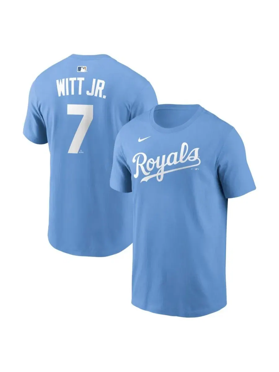 Футболка с именем и номером Bobby Witt Jr. Light Blue Kansas City Royals Nike