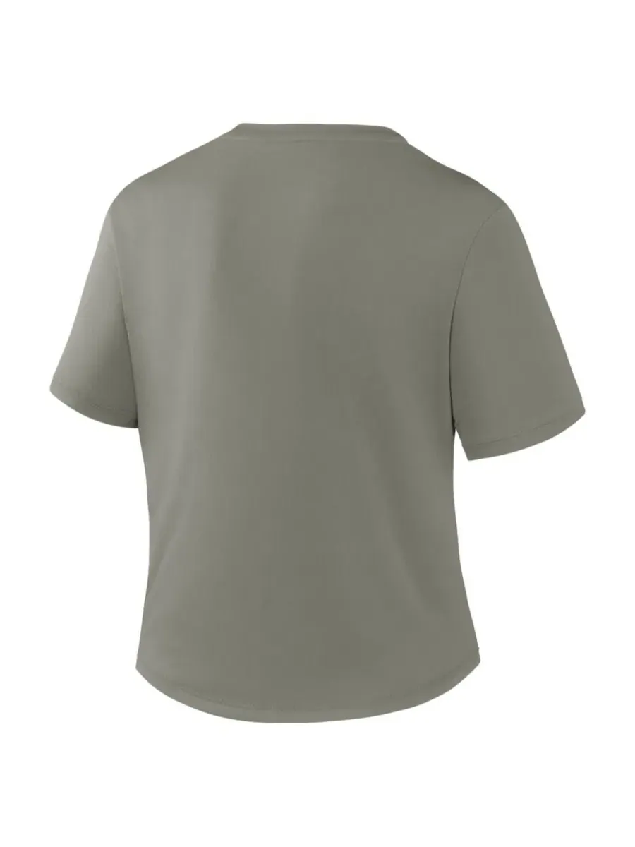 Женская футболка-кроп с узлом Dri-FIT One Twist Nike — изображение 3 из 5, оливковый