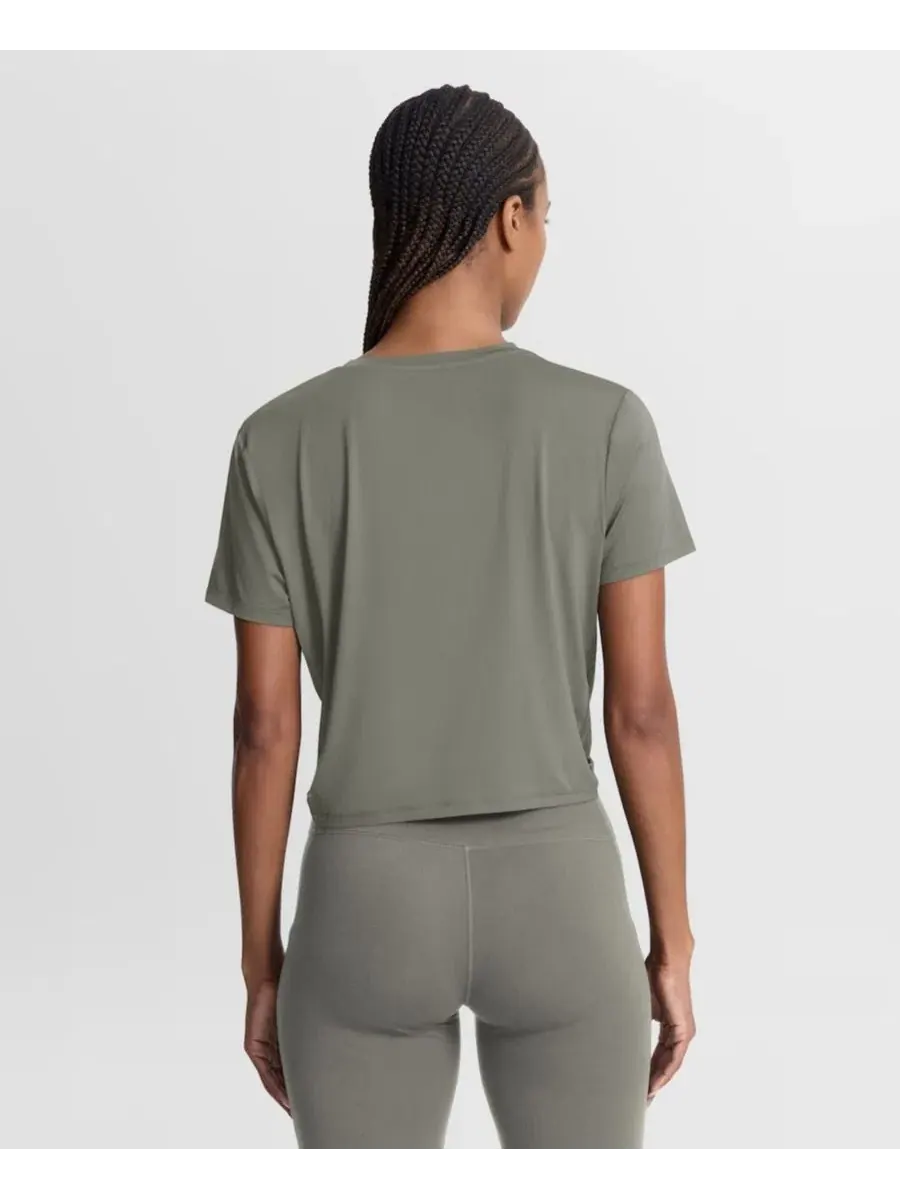Женская футболка-кроп с узлом Dri-FIT One Twist Nike — изображение 4 из 5, оливковый