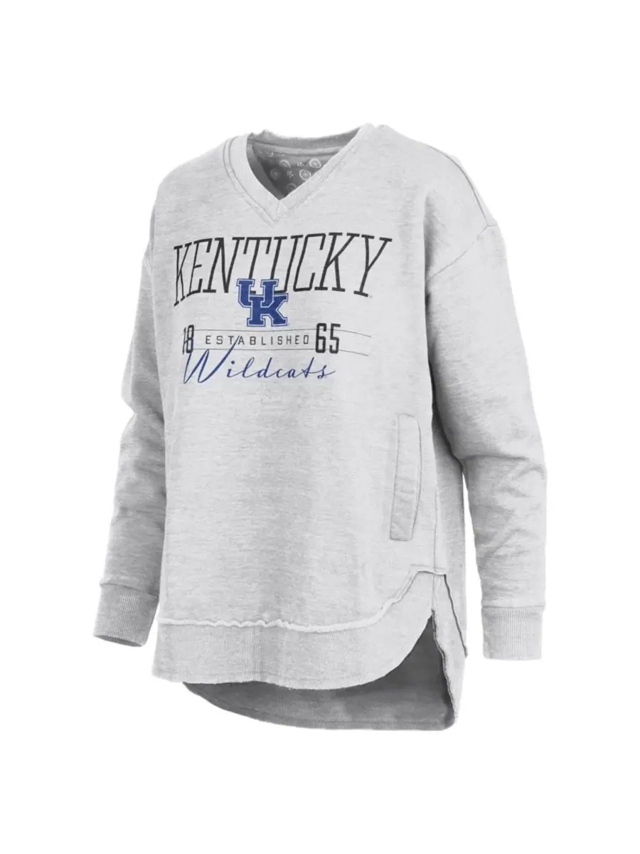 Свитшот женский с V-образным вырезом и флисовой подкладкой Kentucky Wildcats Marcus East Hall — изображение 2 из 3, серый