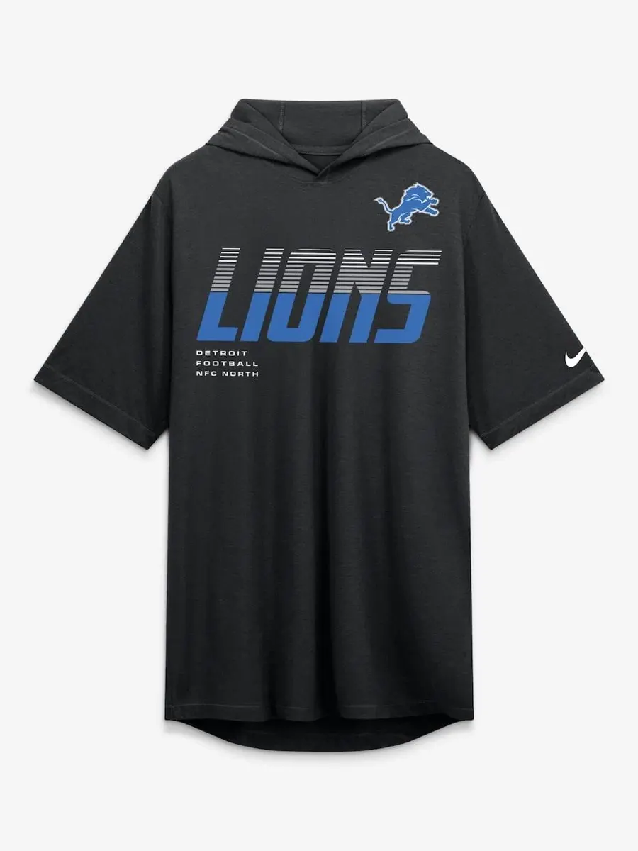 Футболка с капюшоном с принтом Detroit Lions Nike — изображение 2 из 5, черный