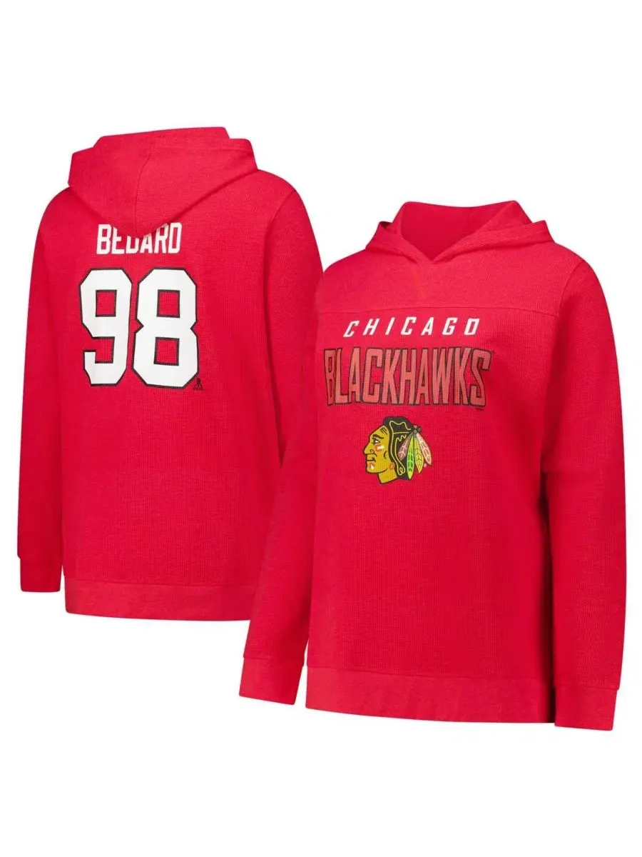 Женский худи-свитшот с капюшоном Connor Bedard Red Chicago Blackhawks Plus Size Name & Number