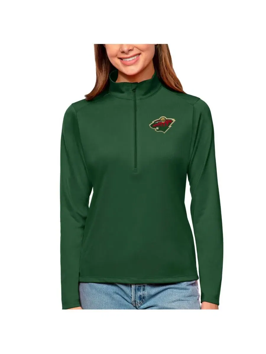 Пуловер с четверть-застежкой Minnesota Wild Forest Green Tribute Antigua
