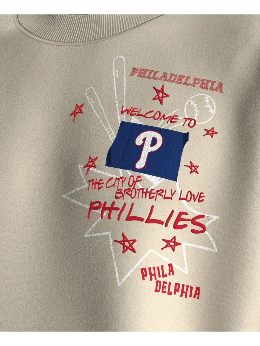 Женский свитшот из флиса с граффити-принтом Philadelphia Phillies Fanatics — изображение 3 из 5, бежевый