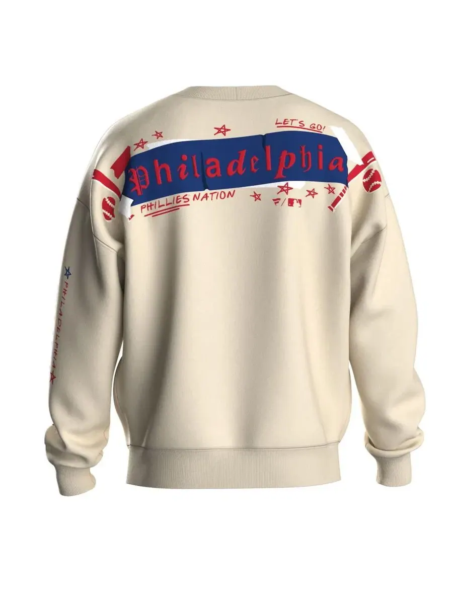 Женский свитшот из флиса с граффити-принтом Philadelphia Phillies Fanatics — изображение 4 из 5, бежевый