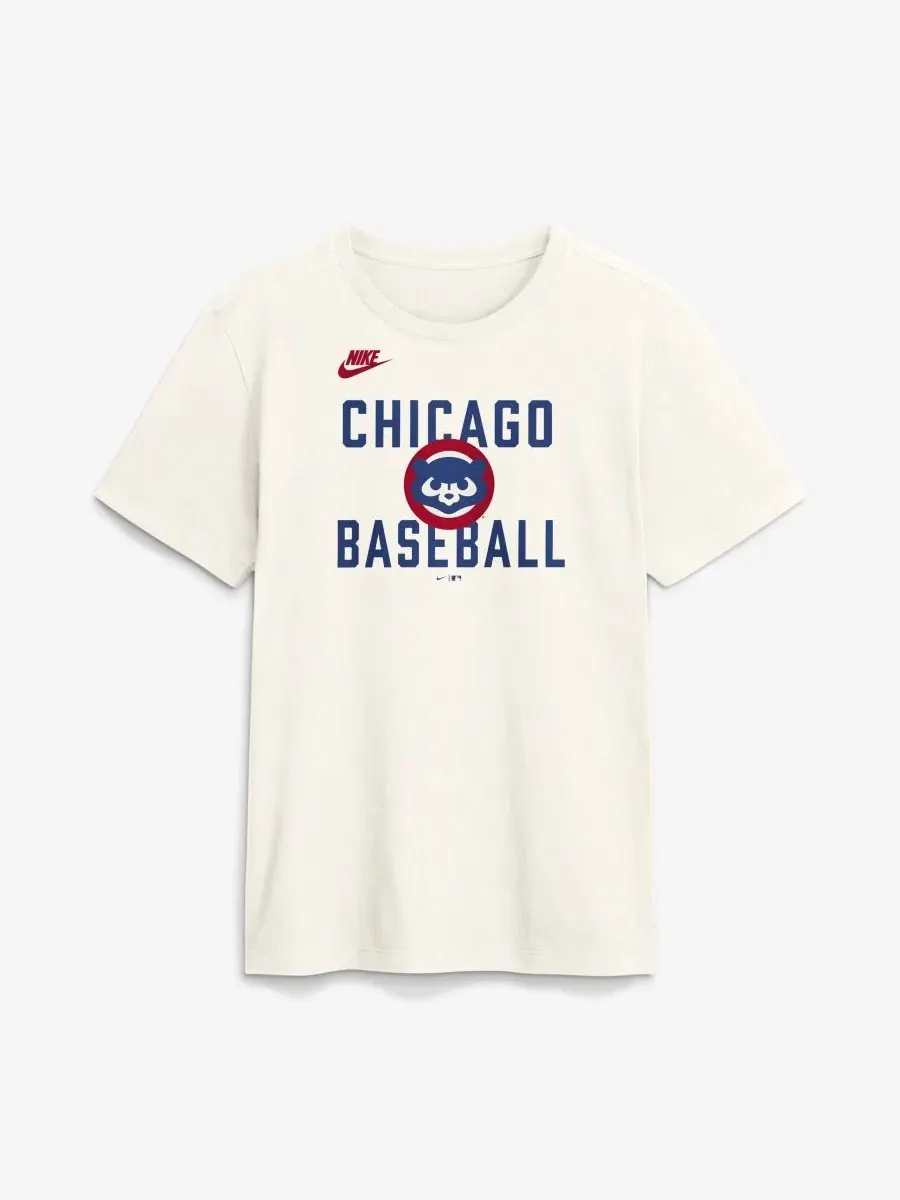 Футболка с принтом Chicago Cubs Cooperstown Collection '70s Inspired Nike — изображение 2 из 5, бежевый