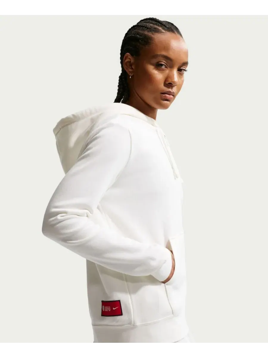 Худи на молнии с капюшоном, флисовое, с принтом Nike — изображение 4 из 5, белый
