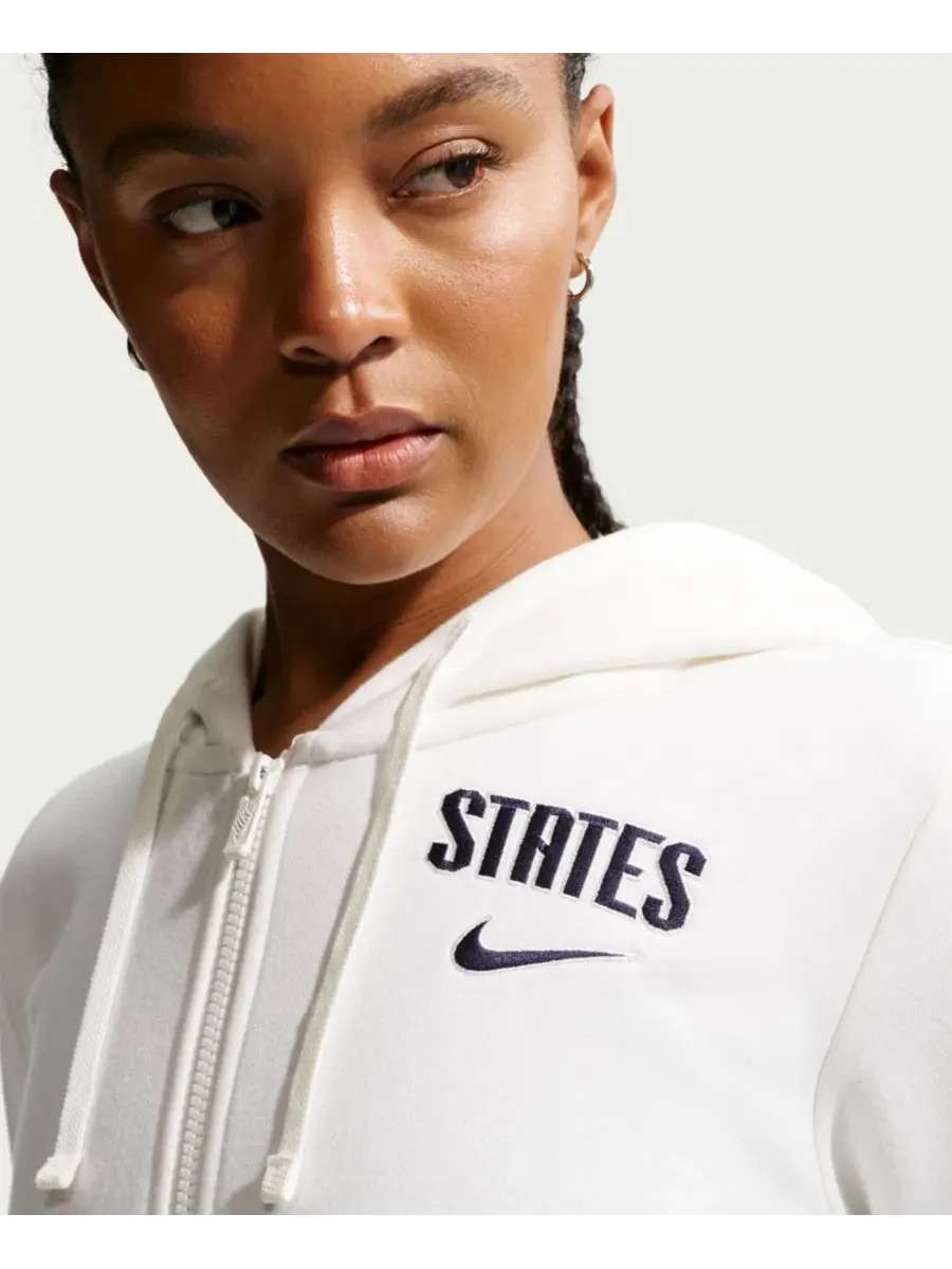 Худи на молнии с капюшоном, флисовое, с принтом Nike — изображение 5 из 5, белый