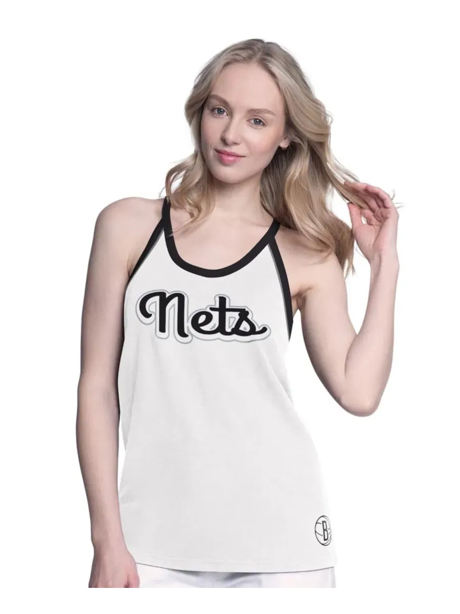 Женская майка-борцовка с принтом Brooklyn Nets Curveball G-III 4Her by Carl Banks