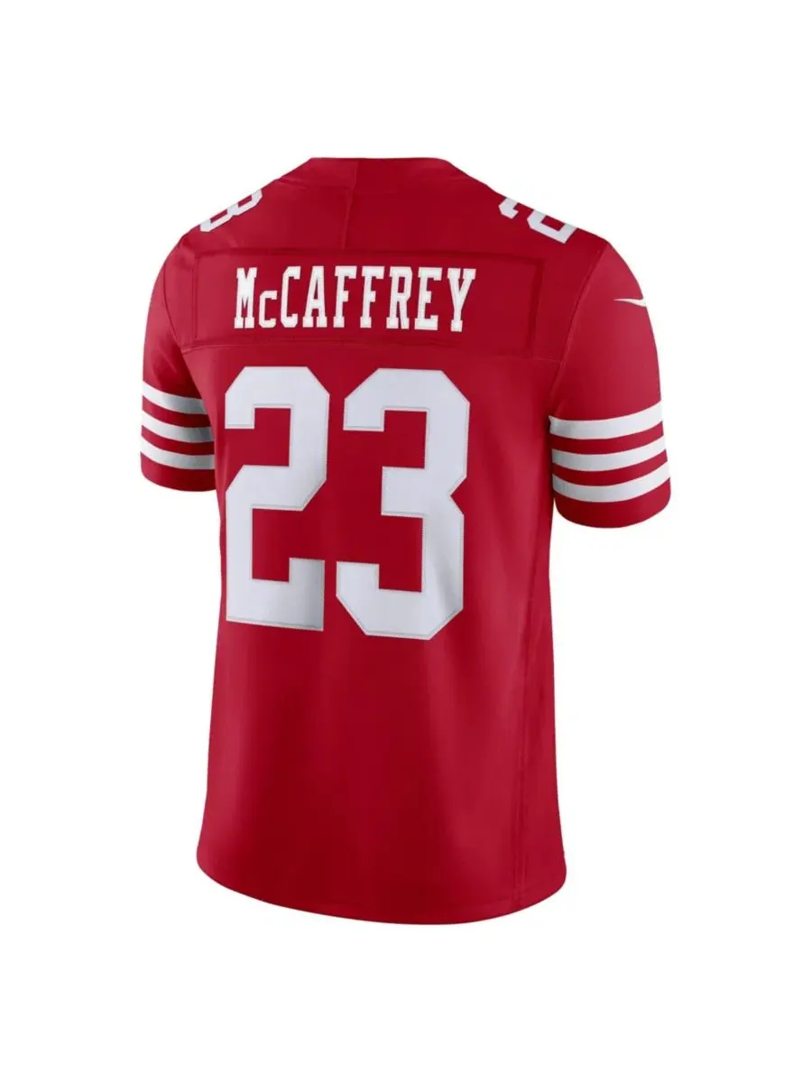Мужская футболка с длинным рукавом Christian McCaffrey Vapor F.U.S.E. Stitched Limited Jersey Nike — изображение 2 из 3, алый