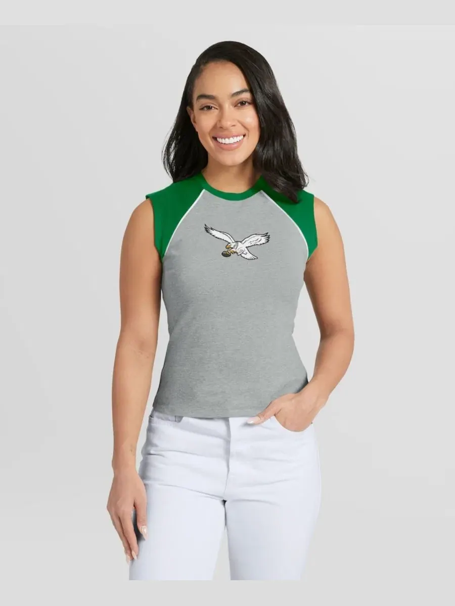 Женский топ-реглан с принтом Philadelphia Eagles WEAR by Erin Andrews — изображение 3 из 7, серый зеленый