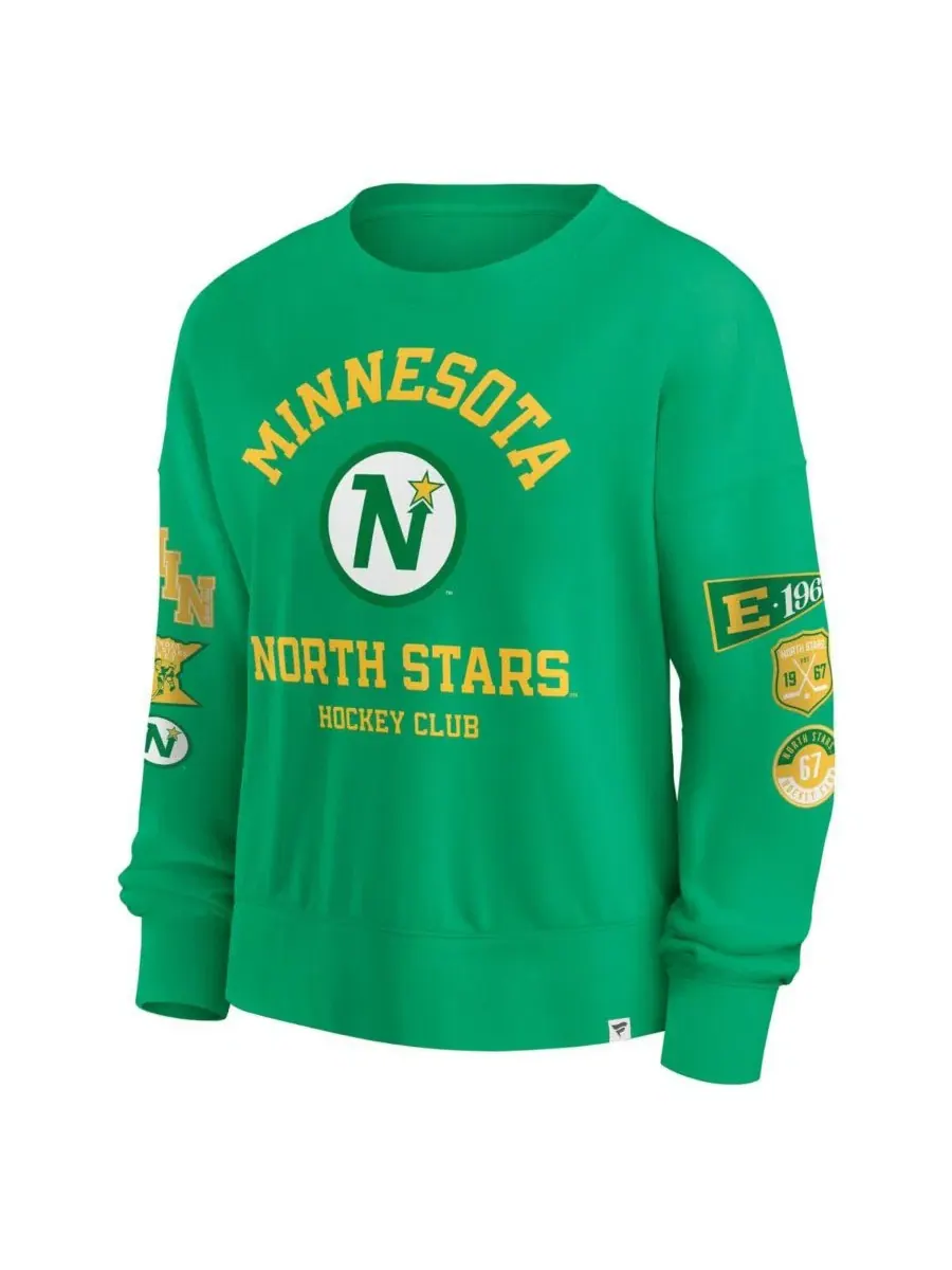 Свитшот с принтом Minnesota North Stars Fanatics — изображение 2 из 3, зеленый