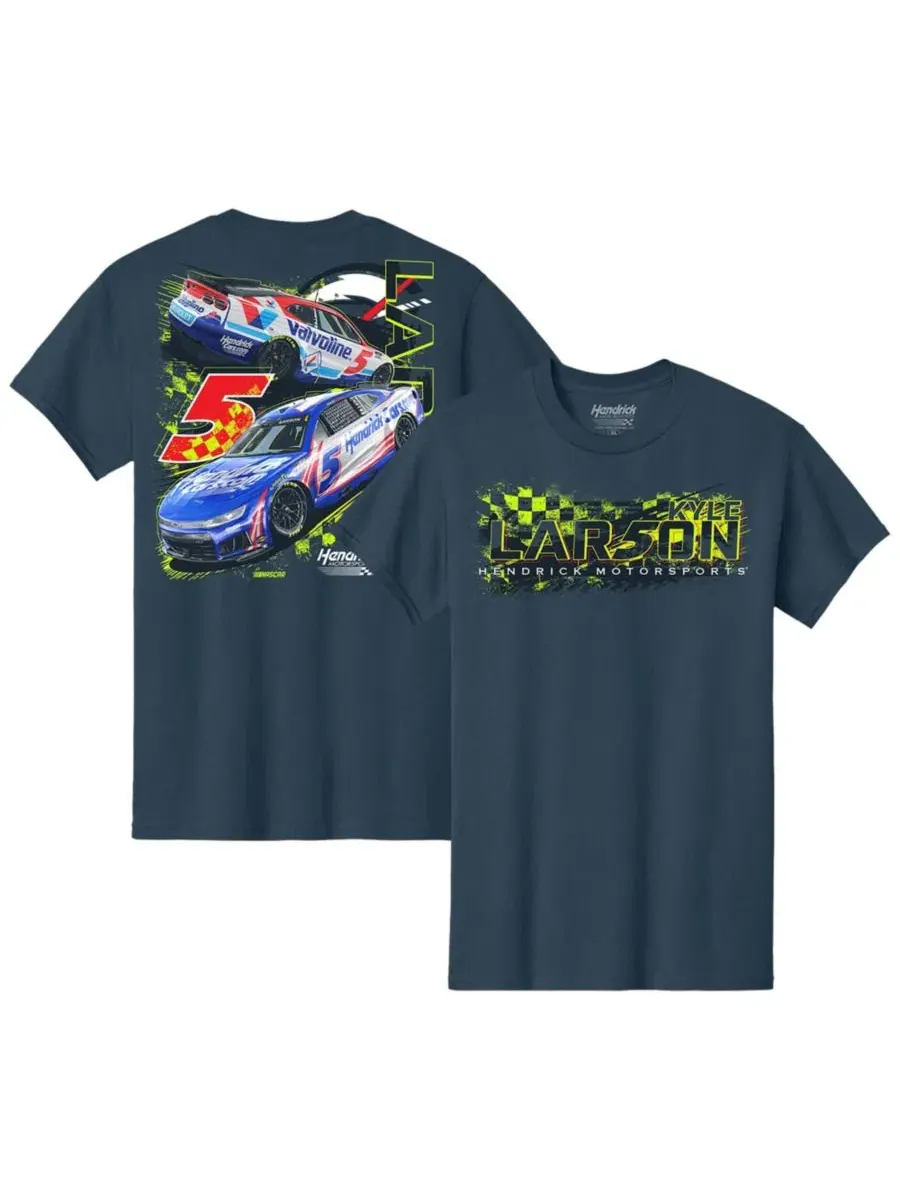Футболка с принтом Kyle Larson 5 HendrickCars.com Valvoline Classic Ink — синий