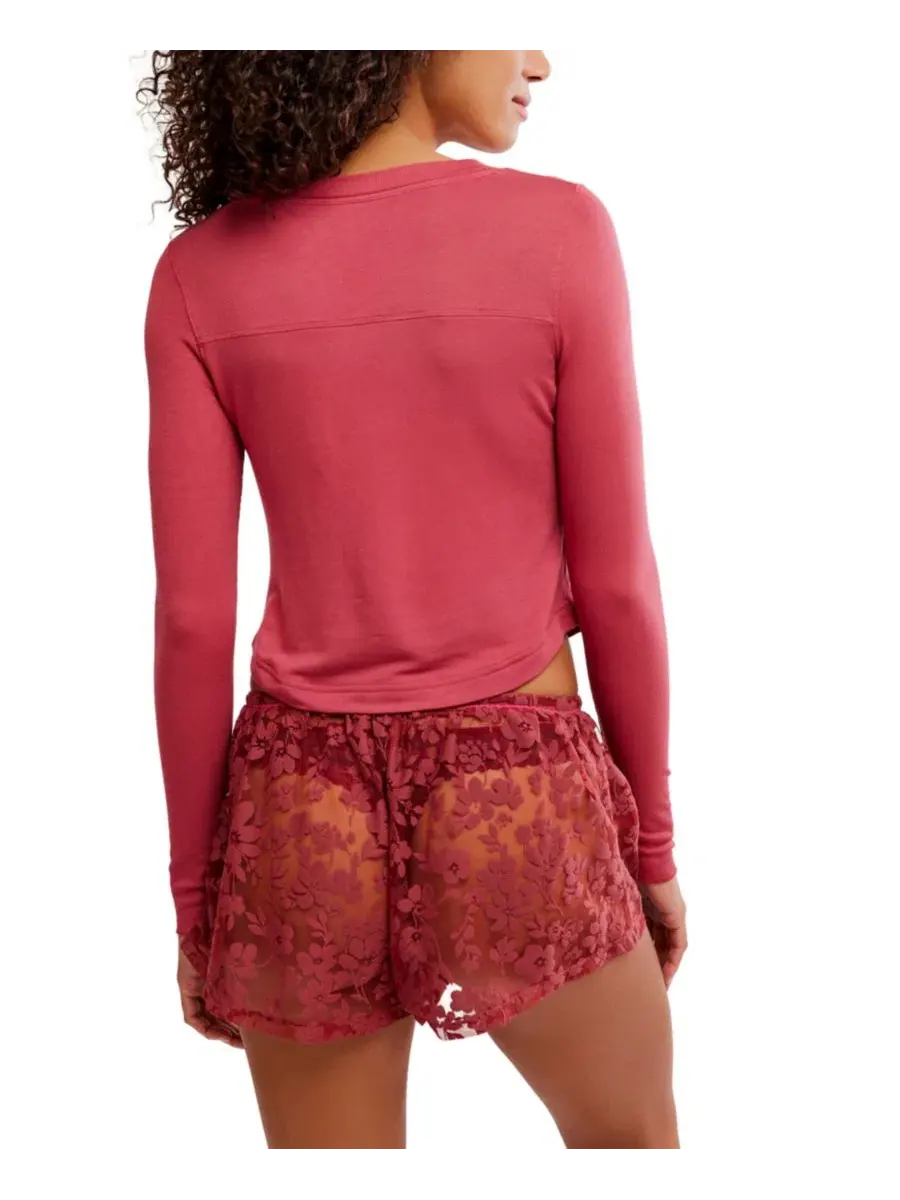 Кружевные шорты для сна с цветочным принтом, Early Sunset Free People, Garnet Ros — изображение 5 из 5