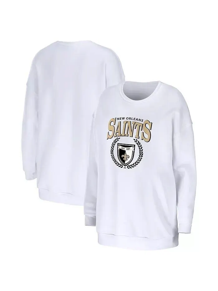 Женский белый свободный пуловер New Orleans Saints Wear By Erin Andrews — изображение 1 из 3