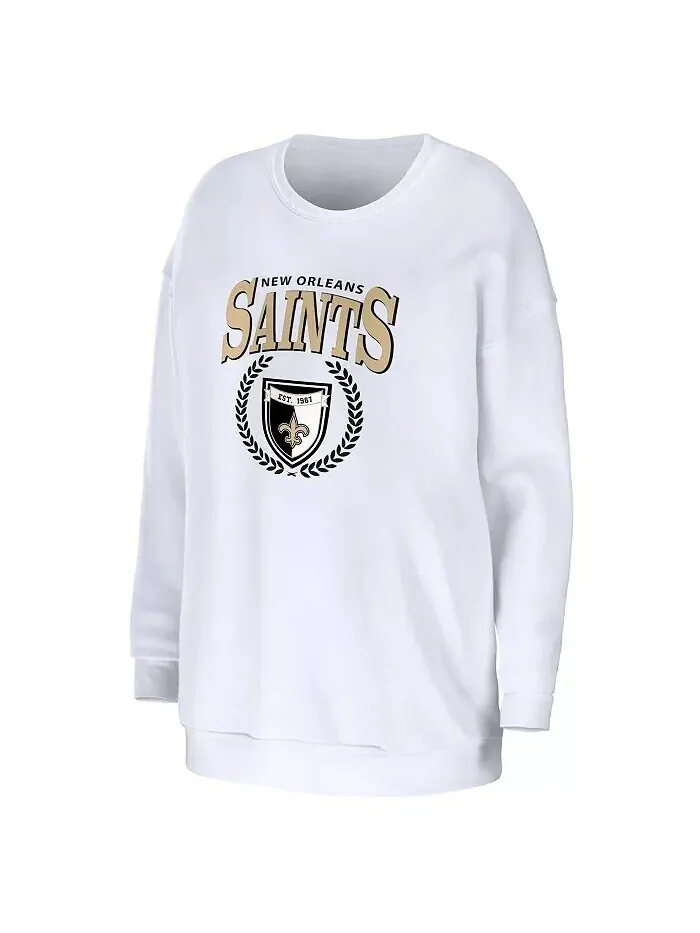 Женский белый свободный пуловер New Orleans Saints Wear By Erin Andrews — изображение 3 из 3