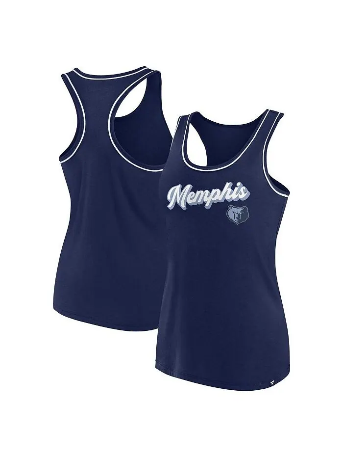 Женская темно-синяя майка с фирменным логотипом Memphis Grizzlies и логотипом Racerback Fanatics