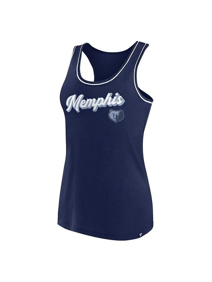 Женская темно-синяя майка с фирменным логотипом Memphis Grizzlies и логотипом Racerback Fanatics — изображение 2 из 2