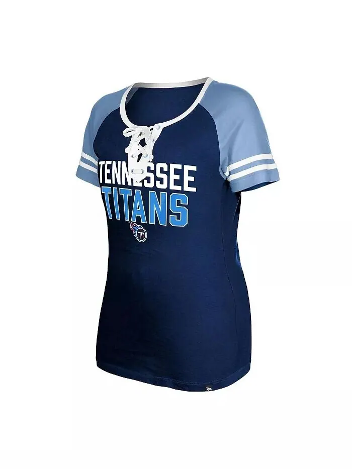 Женская темно-синяя футболка со шнуровкой Tennessee Titans реглан New Era — изображение 3 из 3