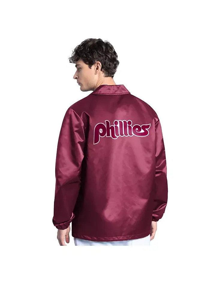 Мужская бордовая бейсбольная куртка Philadelphia Phillies Cooperstown Collection Point Man на — изображение 2 из 3