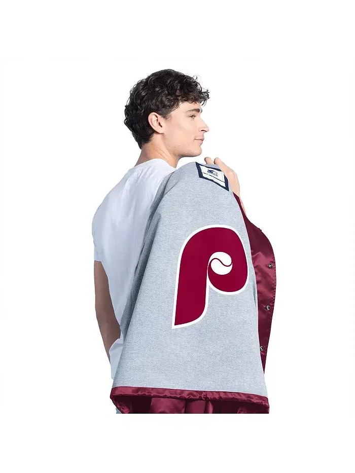 Мужская бордовая бейсбольная куртка Philadelphia Phillies Cooperstown Collection Point Man на — изображение 3 из 3