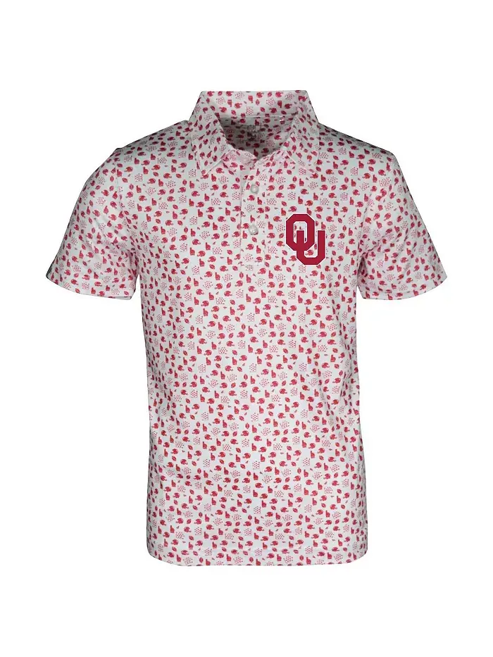 Детская белая поло Oklahoma Sooners с принтом Earnest Allover Garb