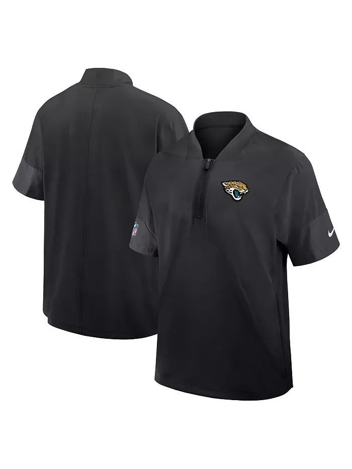 Мужская черная тренерская куртка Jacksonville Jaguars с короткими рукавами и молнией на четверть