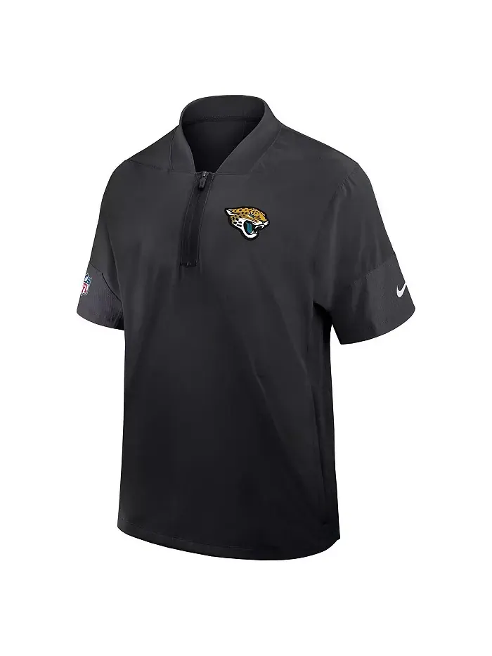 Мужская черная тренерская куртка Jacksonville Jaguars с короткими рукавами и молнией на четверть — изображение 2 из 3