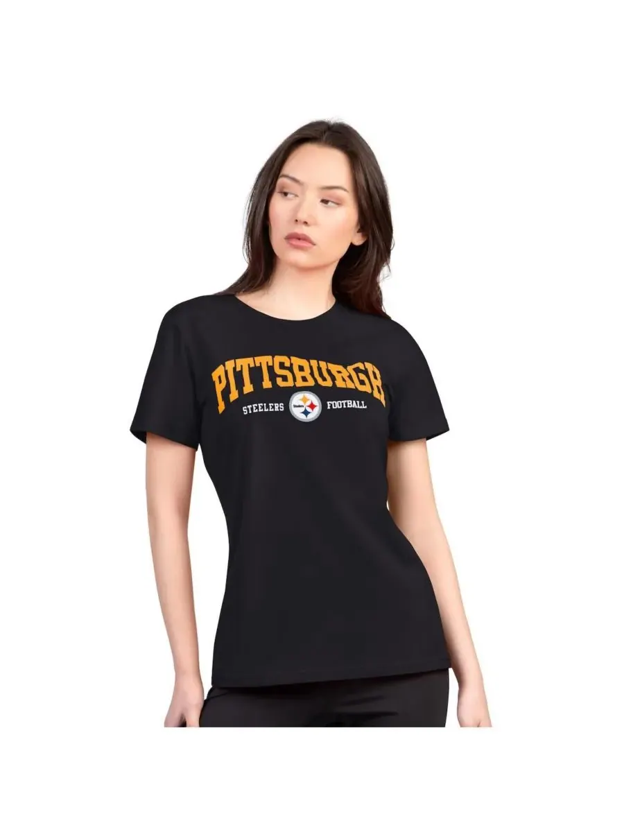 G-III 4Her by Carl Banks Женская черная футболка Pittsburgh Steelers Super-Slim Lightweight Winning