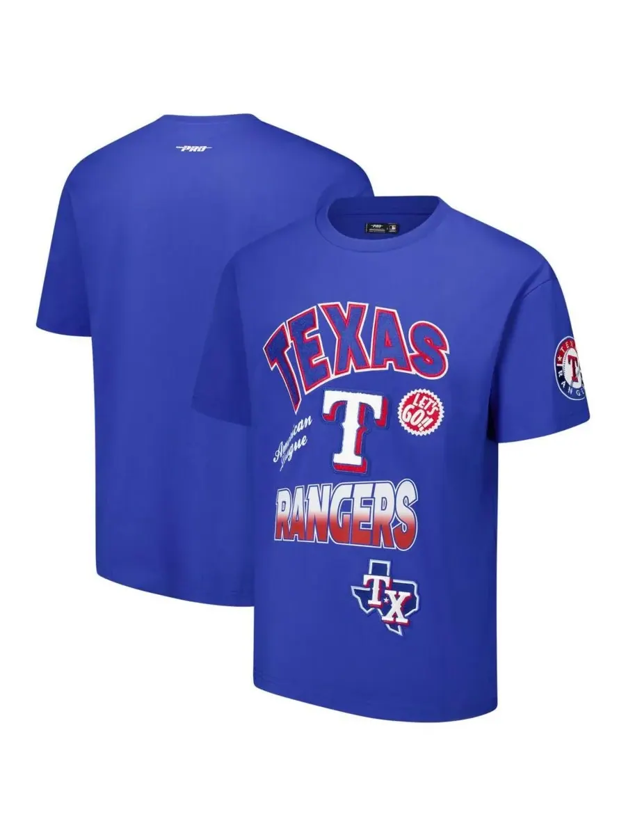 Мужская футболка Royal Texas Rangers Turn It Up с приспущенными плечами Pro Standard