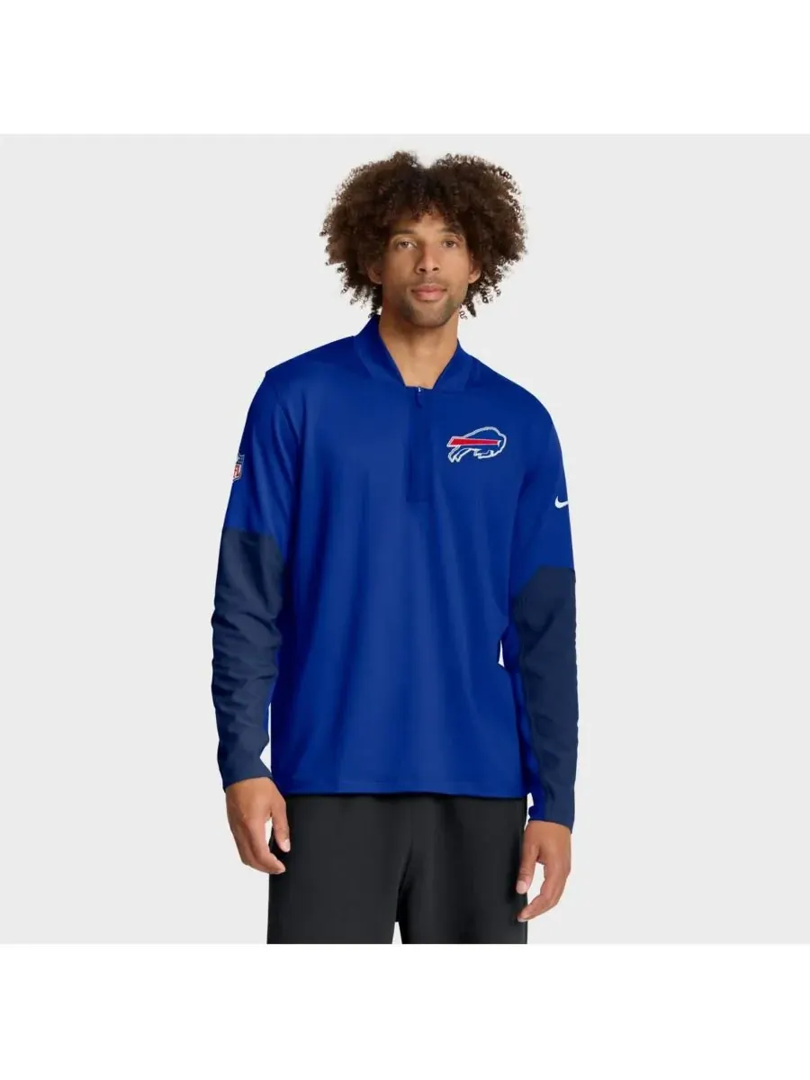 Мужская толстовка с капюшоном Royal Buffalo Bills Sideline Dri-FIT с половинной молнией Nike